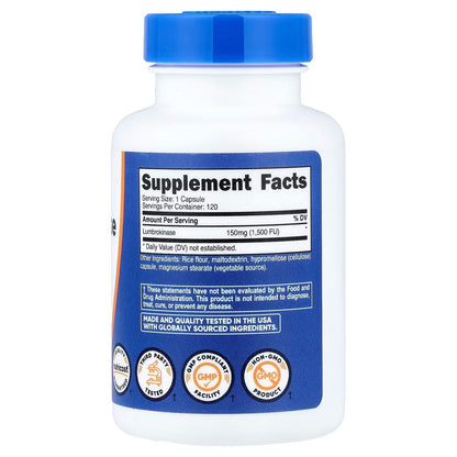 Nutricost Lumbrokinase 150mg – 120 Capsules, Gluten-Free & GMO-Free, 3rd-Party Tested