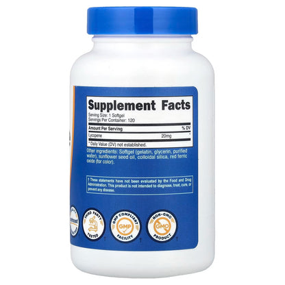 Nutricost Lycopene 20mg – 120 Softgels, Gluten-Free & Non-GMO Antioxidant Supplement