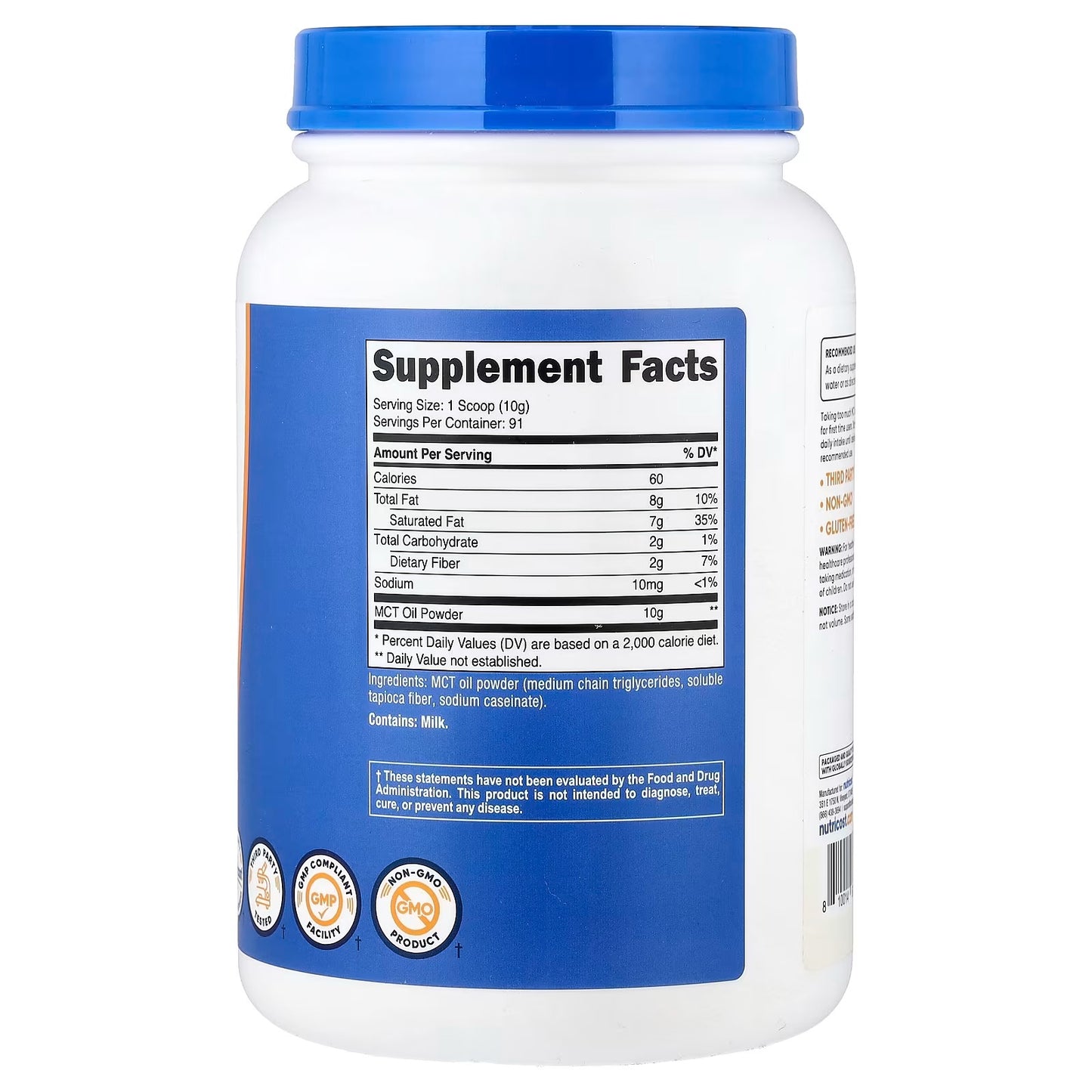 Nutricost MCT Oil Powder 1 lb (16oz) – Medium Chain Triglycerides, Gluten-Free MCT Supplement