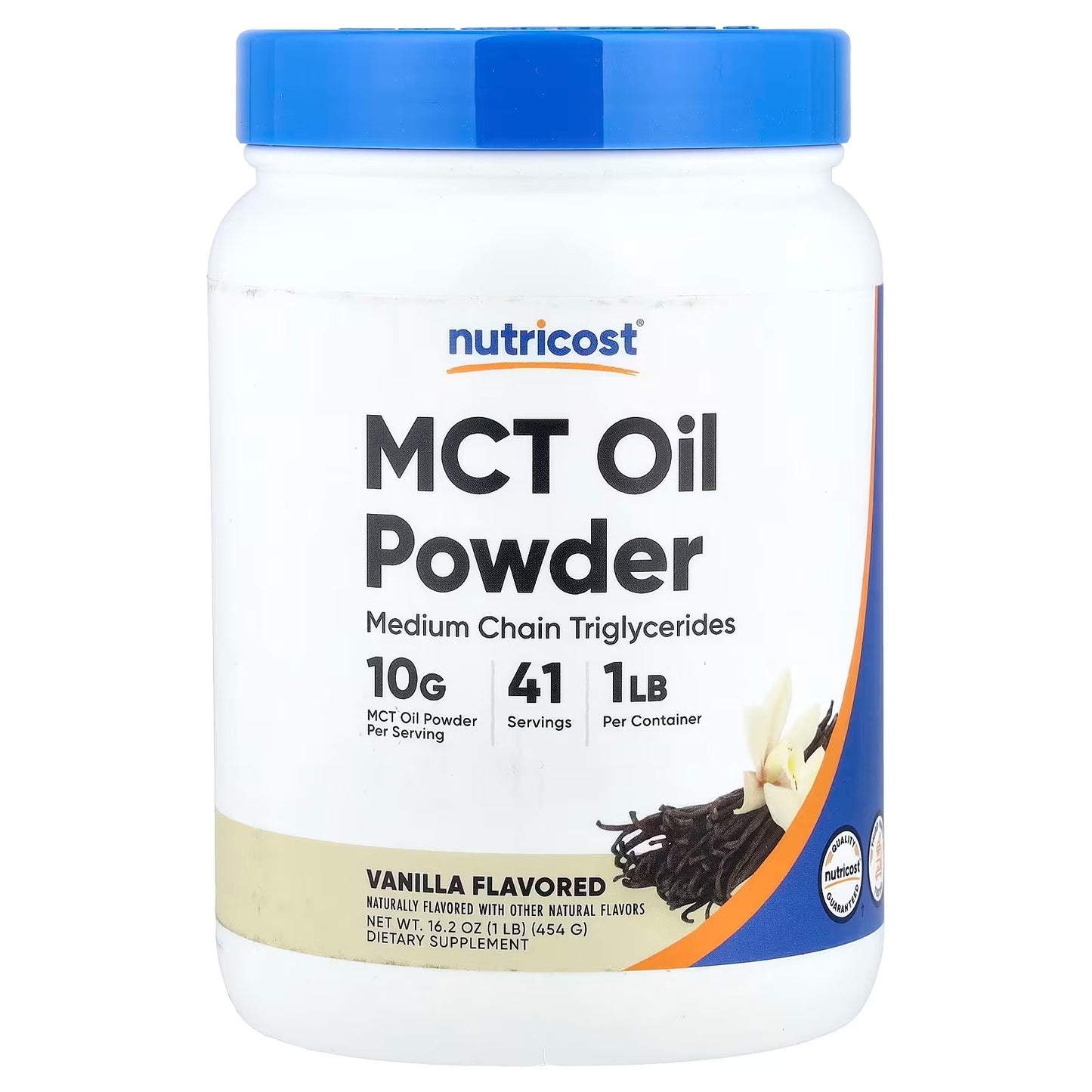 Nutricost C8 MCT Oil Powder 1 lb (16oz) – Vanilla Flavor, Gluten-Free MCT Supplement