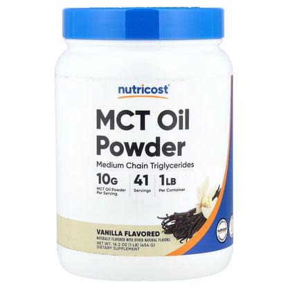 Nutricost C8 MCT Oil Powder 1 lb (16oz) – Vanilla Flavor, Gluten-Free MCT Supplement