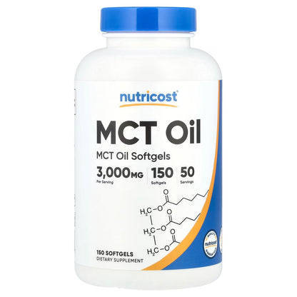 Nutricost MCT Oil Softgels 1000mg – 150 Softgels, 3000mg Per Serving, MCT Supplement