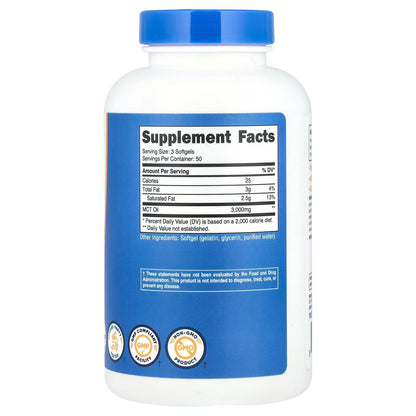 Nutricost MCT Oil Softgels 1000mg – 150 Softgels, 3000mg Per Serving, MCT Supplement