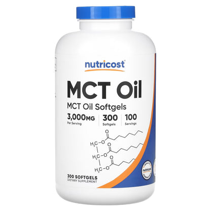 Nutricost MCT Oil Softgels 1000mg – 300 Softgels, 3000mg Per Serving, MCT Supplement