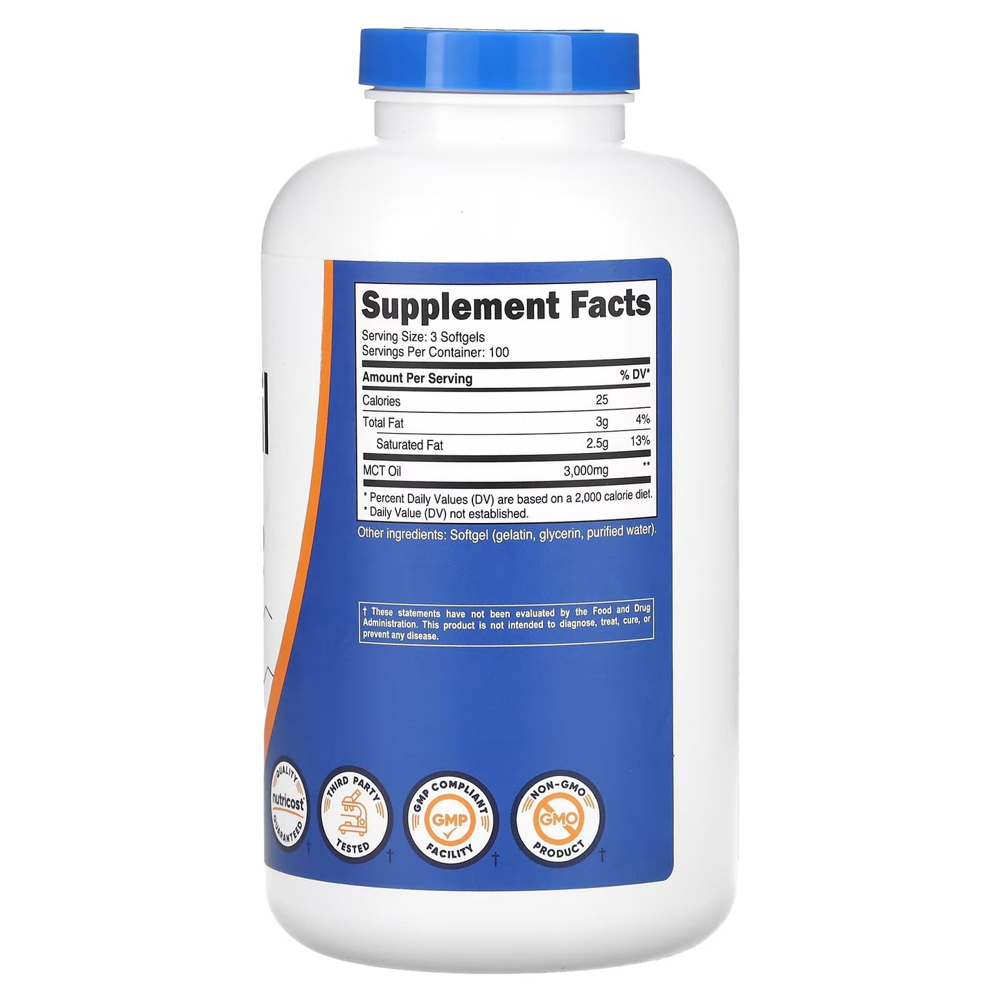 Nutricost MCT Oil Softgels 1000mg – 300 Softgels, 3000mg Per Serving, MCT Supplement