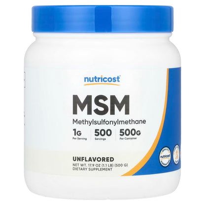 Nutricost Pure MSM Powder 500g – Methylsulfonylmethane Supplement, Unflavored & Pure Formula