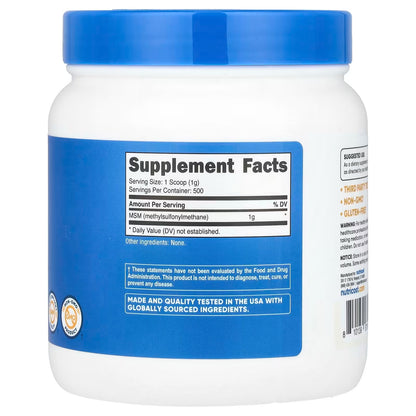 Nutricost Pure MSM Powder 500g – Methylsulfonylmethane Supplement, Unflavored & Pure Formula