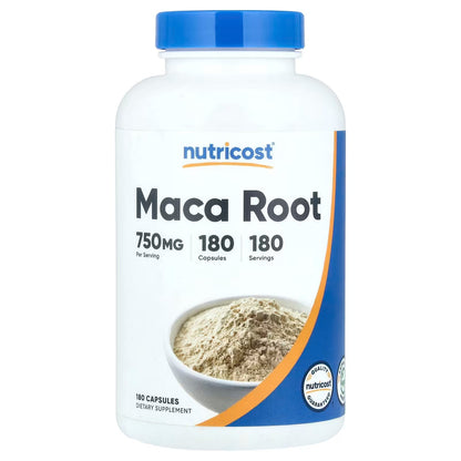Nutricost Maca Root 750mg – 180 Capsules, 180 Servings, Herbal Maca Supplement