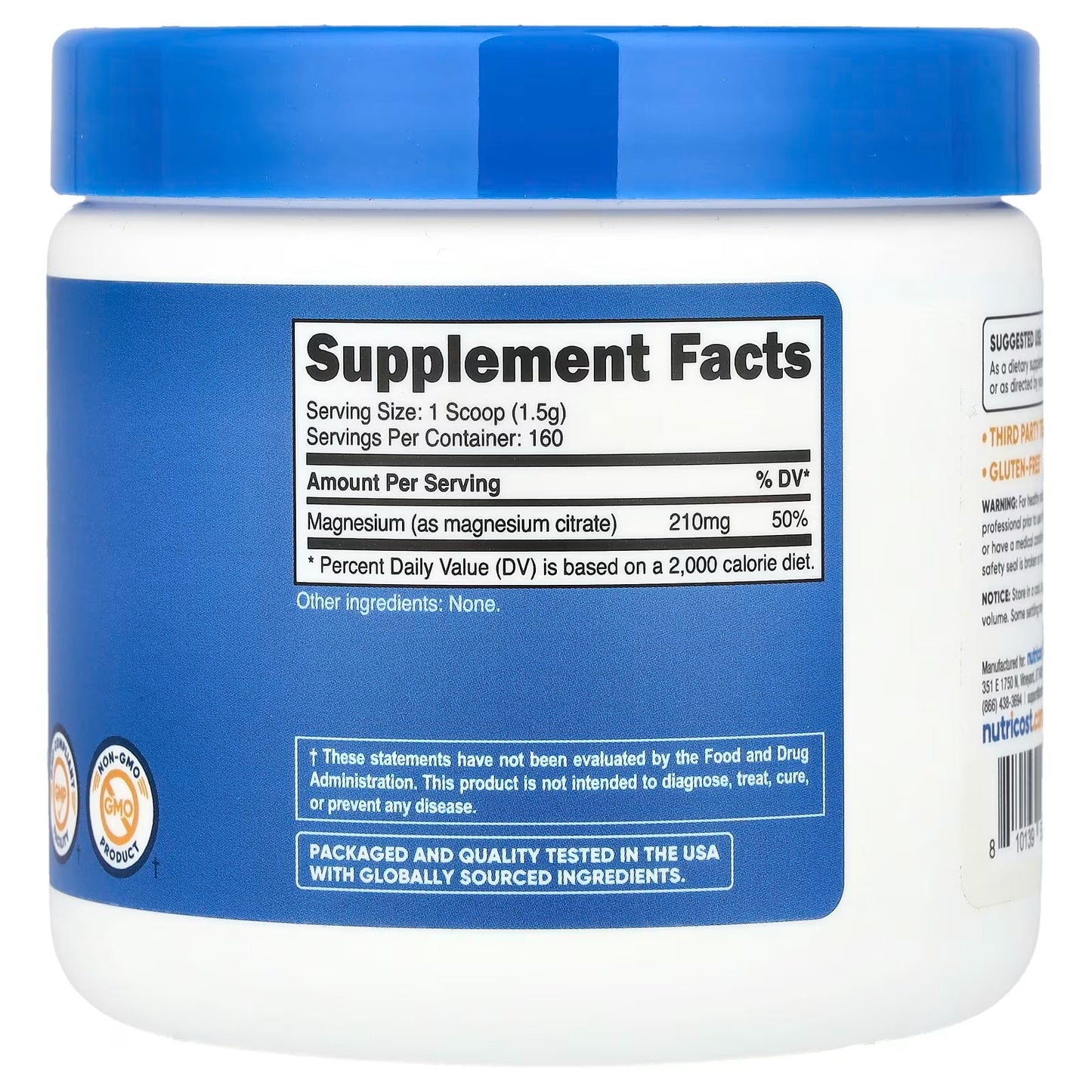 Nutricost Magnesium Citrate Powder 250g – Unflavored Magnesium Supplement, Easy-Mix Mineral Powde