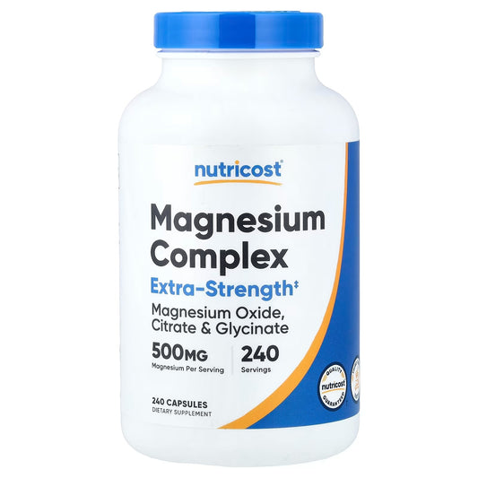 Nutricost Magnesium Complex 500mg Extra Strength – 240 Capsules | Oxide, Citrate & Glycinate