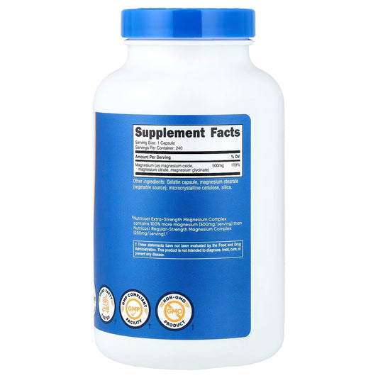 Nutricost Magnesium Complex 500mg Extra Strength – 240 Capsules | Oxide, Citrate & Glycinate