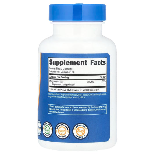 Nutricost Magnesium Glycinate 210mg – 90 Capsules, High-Quality Magnesium Supplement
