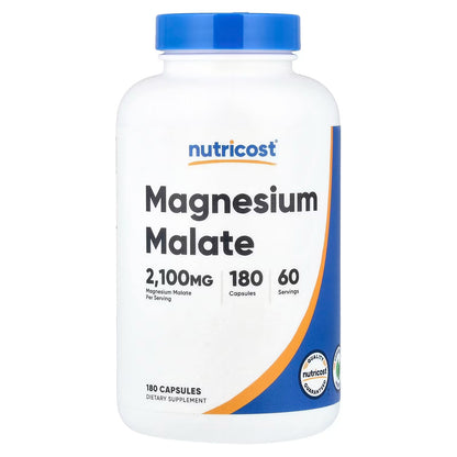 Nutricost Magnesium Malate 2100mg – 180 Vegetarian Capsules, Gluten-Free & GMO-Free