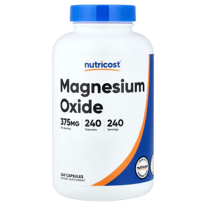 Nutricost Magnesium Oxide 375mg – 240 Capsules, 210mg Magnesium, GMO-Free Mineral Supplement