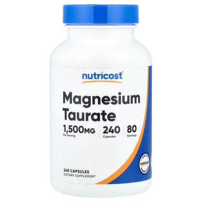 Nutricost Magnesium Taurate 1500mg – 240 Vegan Capsules, 80 Servings, Gluten-Free & GMO-Free