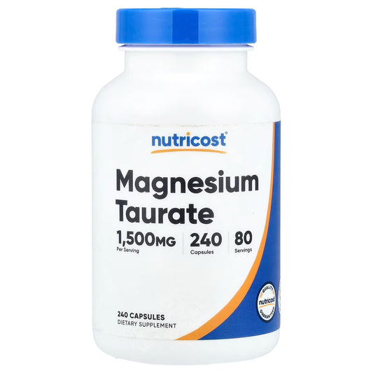 Nutricost Magnesium Taurate 1500mg – 240 Vegan Capsules, 80 Servings, Gluten-Free & GMO-Free