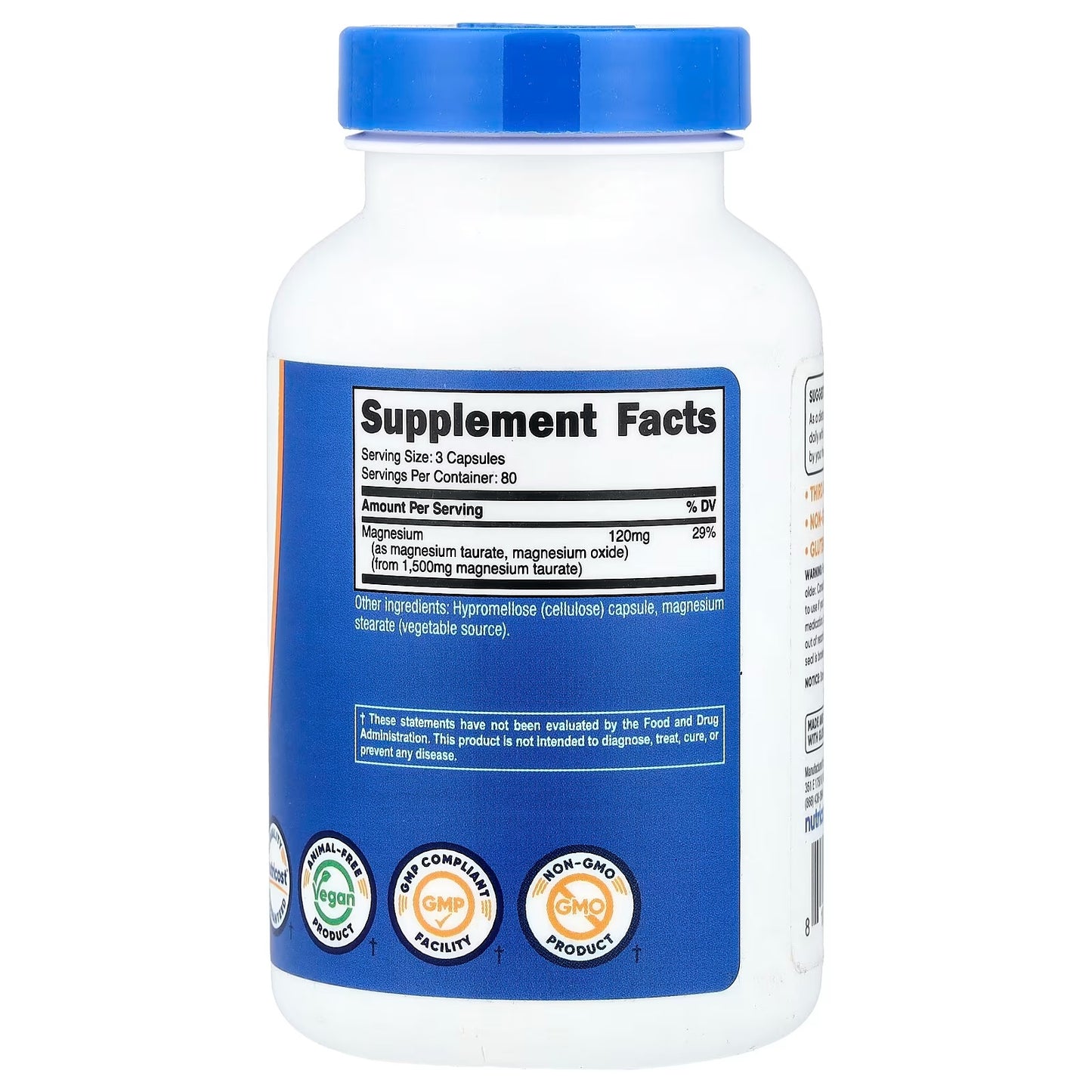 Nutricost Magnesium Taurate 1500mg – 240 Vegan Capsules, 80 Servings, Gluten-Free & GMO-Free