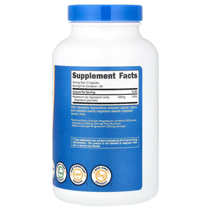 Nutricost Magnesium+ 210mg – 240 Vegan Capsules 120 Servings Magnesium Glycinate & Oxide Gluten-Free & GMO-Free