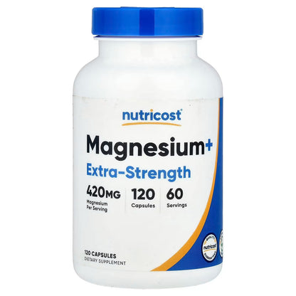 Nutricost Magnesium+ Extra Strength 420mg – 120 Capsules, 60 Servings, Magnesium Supplement