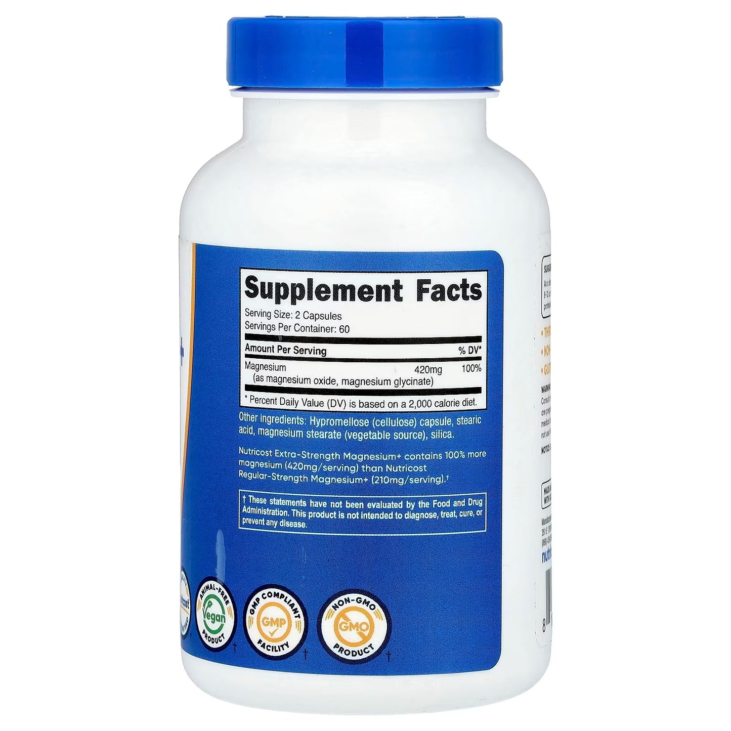 Nutricost Magnesium+ Extra Strength 420mg – 120 Capsules, 60 Servings, Magnesium Supplement