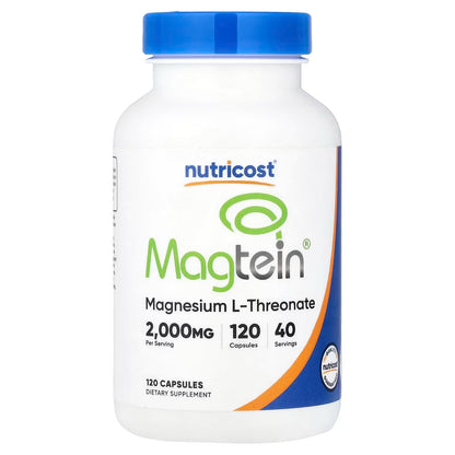 Nutricost Magnesium L-Threonate Magtein 2000mg – 120 Capsules, GMO-Free Magnesium Supplement