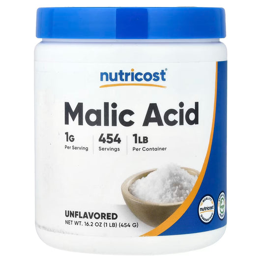 Nutricost Malic Acid Powder 1 lb (454g) – Pure Malic Acid, Gluten-Free & Non-GMO Supplement
