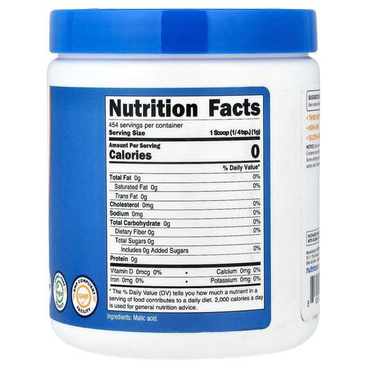 Nutricost Malic Acid Powder 1 lb (454g) – Pure Malic Acid, Gluten-Free & Non-GMO Supplement