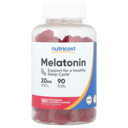 Nutricost Melatonin 10mg Gummies – 180 Strawberry Flavored Gummies, No Corn Syrup Sleep Supplement