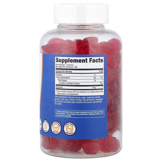 Nutricost Melatonin Gummies 1mg – Strawberry Flavored, 180 Gummies, Gluten-Free Sleep Support