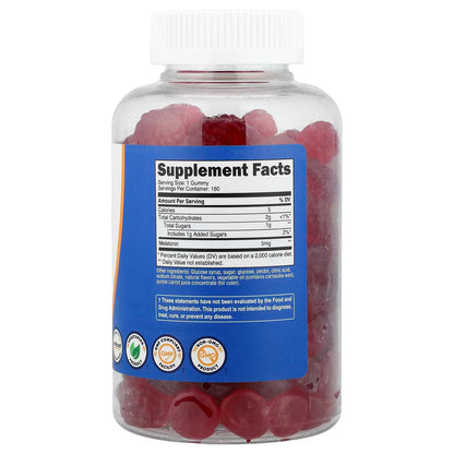 Nutricost Melatonin Gummies 5mg – Strawberry Flavor, 180 Gummies, Gluten-Free Sleep Support