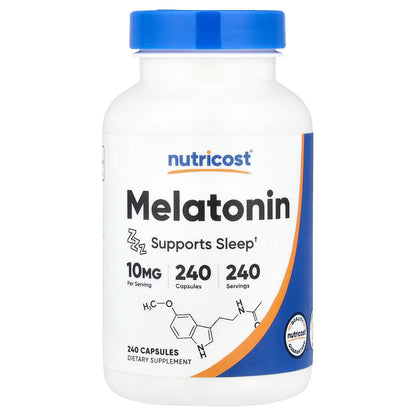 Nutricost Melatonin 10mg – 240 Tablets, Gluten-Free & GMO-Free Sleep Support Supplement