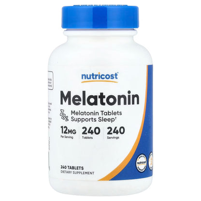 Nutricost Melatonin 12mg – 240 Tablets, Gluten-Free & GMO-Free Sleep Support Supplement