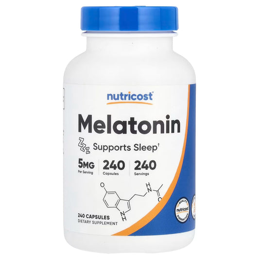 Nutricost Melatonin 5mg – 240 Capsules, Gluten-Free & GMO-Free Sleep Support Supplement