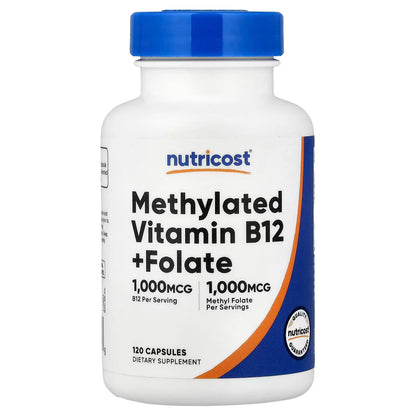 Nutricost Methylated Vitamin B12 + Folate 2000mcg – 120 Capsules, Methylated B Vitamins Supplement