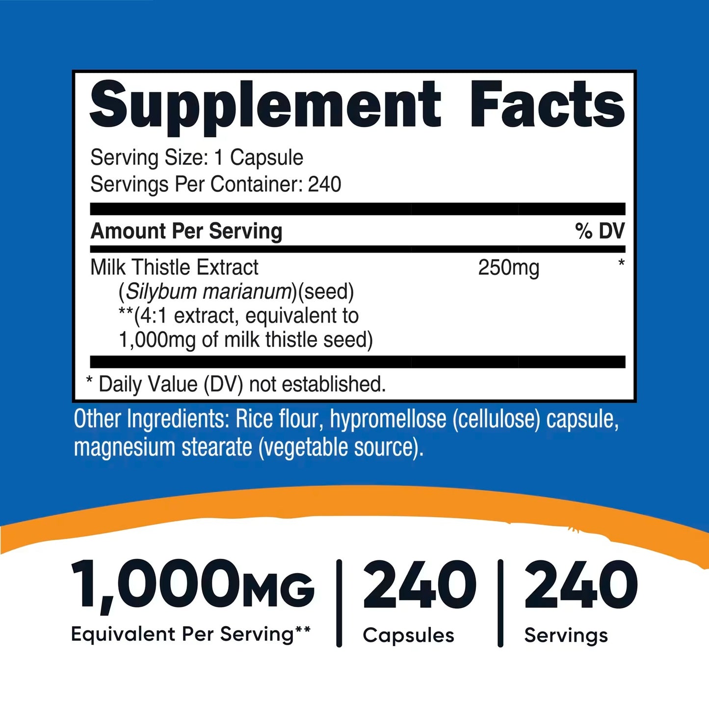 Nutricost Milk Thistle Extract – 240 Capsules | Vegan Gluten-Free & GMO-Free
