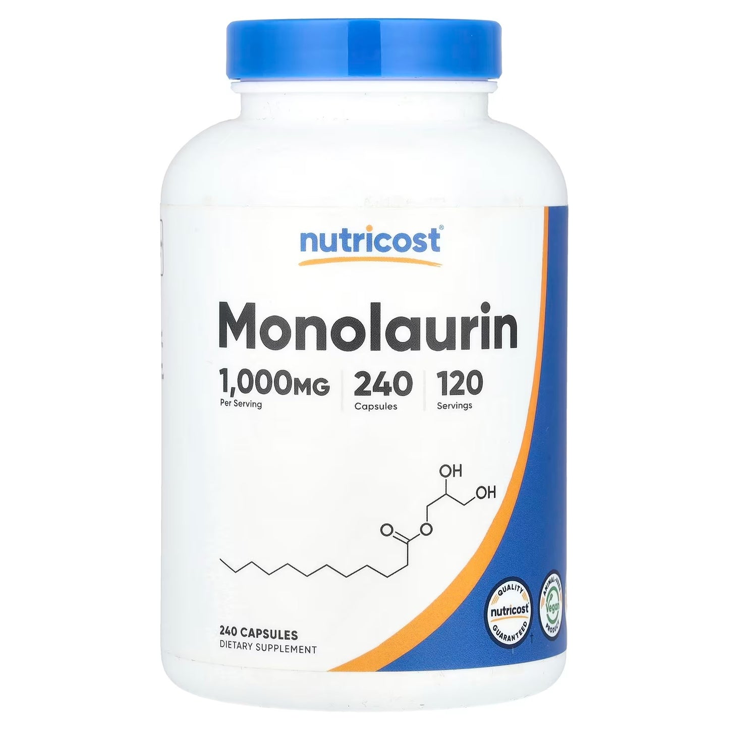 Nutricost Monolaurin 1000mg – 240 Vegan Capsules, 120 Servings, Gluten-Free & GMO-Free
