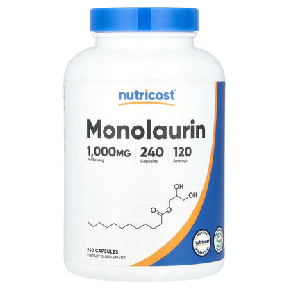 Nutricost Monolaurin 1000mg – 240 Vegan Capsules, 120 Servings, Gluten-Free & GMO-Free