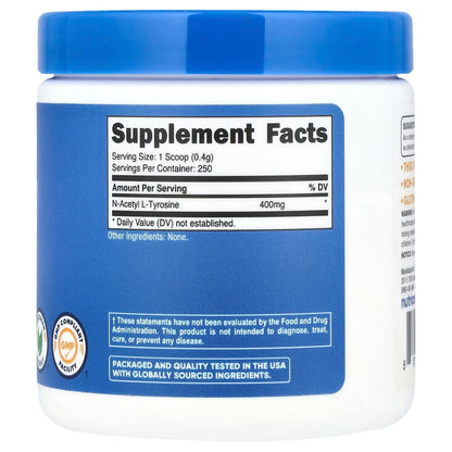 Nutricost N-Acetyl L-Tyrosine (NALT) Powder 100g – Pure NALT Amino Acid Supplement