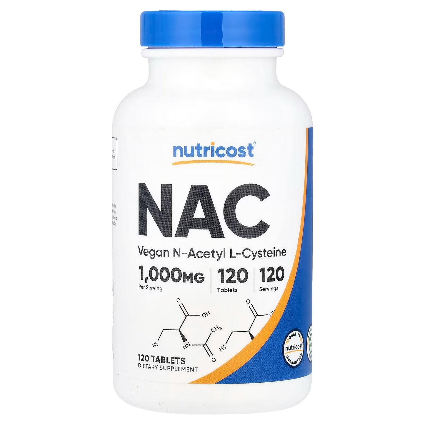 Nutricost NAC 1000mg (N-Acetyl L-Cysteine) – 120 Vegan Tablets, Gluten-Free Supplement