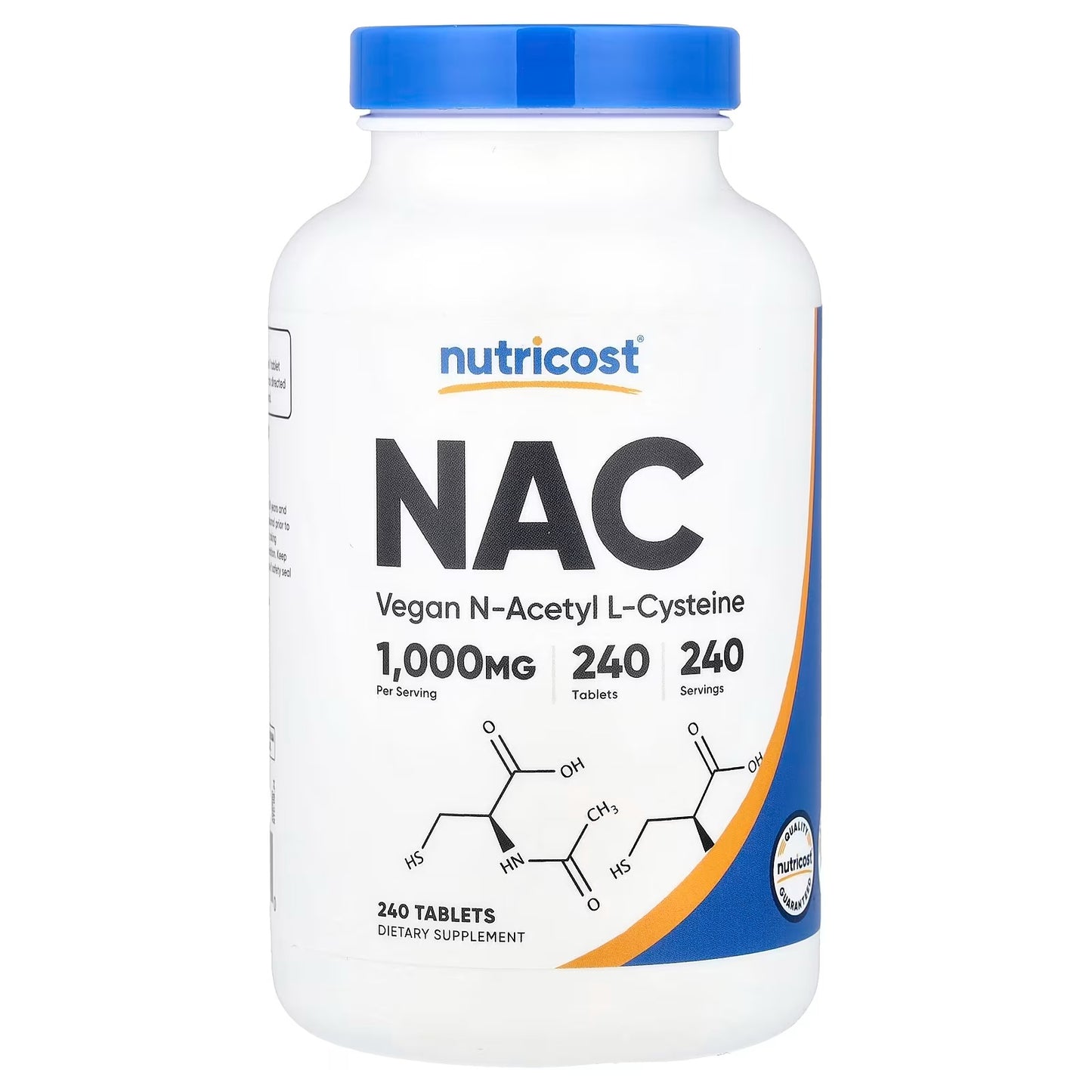 Nutricost N-Acetyl L-Cysteine (NAC) 1000mg – 240 Vegan Tablets, Gluten-Free & GMO-Free