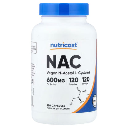 Nutricost N-Acetyl L-Cysteine (NAC) 600mg – 120 Vegetarian Capsules, GMO-Free & Gluten-Free