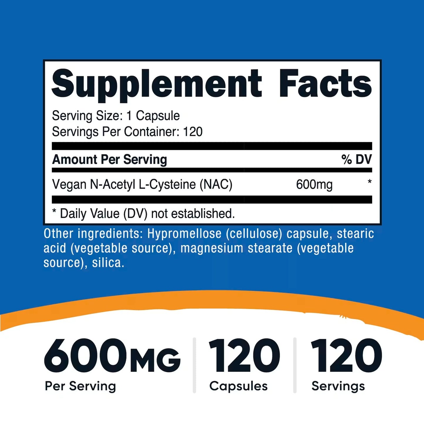 Nutricost N-Acetyl L-Cysteine (NAC) 600mg – 120 Vegetarian Capsules, GMO-Free & Gluten-Free