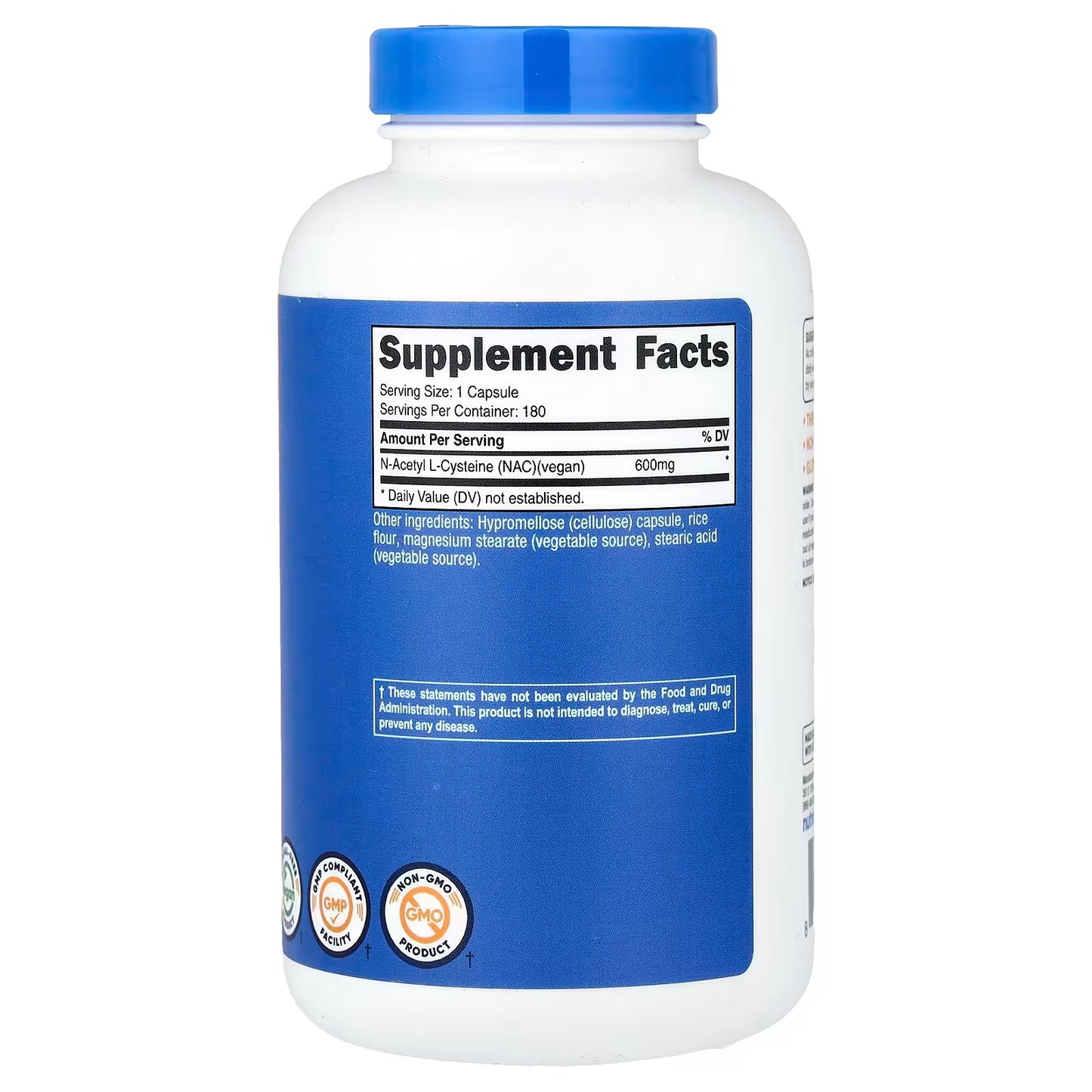 Nutricost N-Acetyl L-Cysteine (NAC) 600mg – 180 Capsules, GMO-Free & Gluten-Free