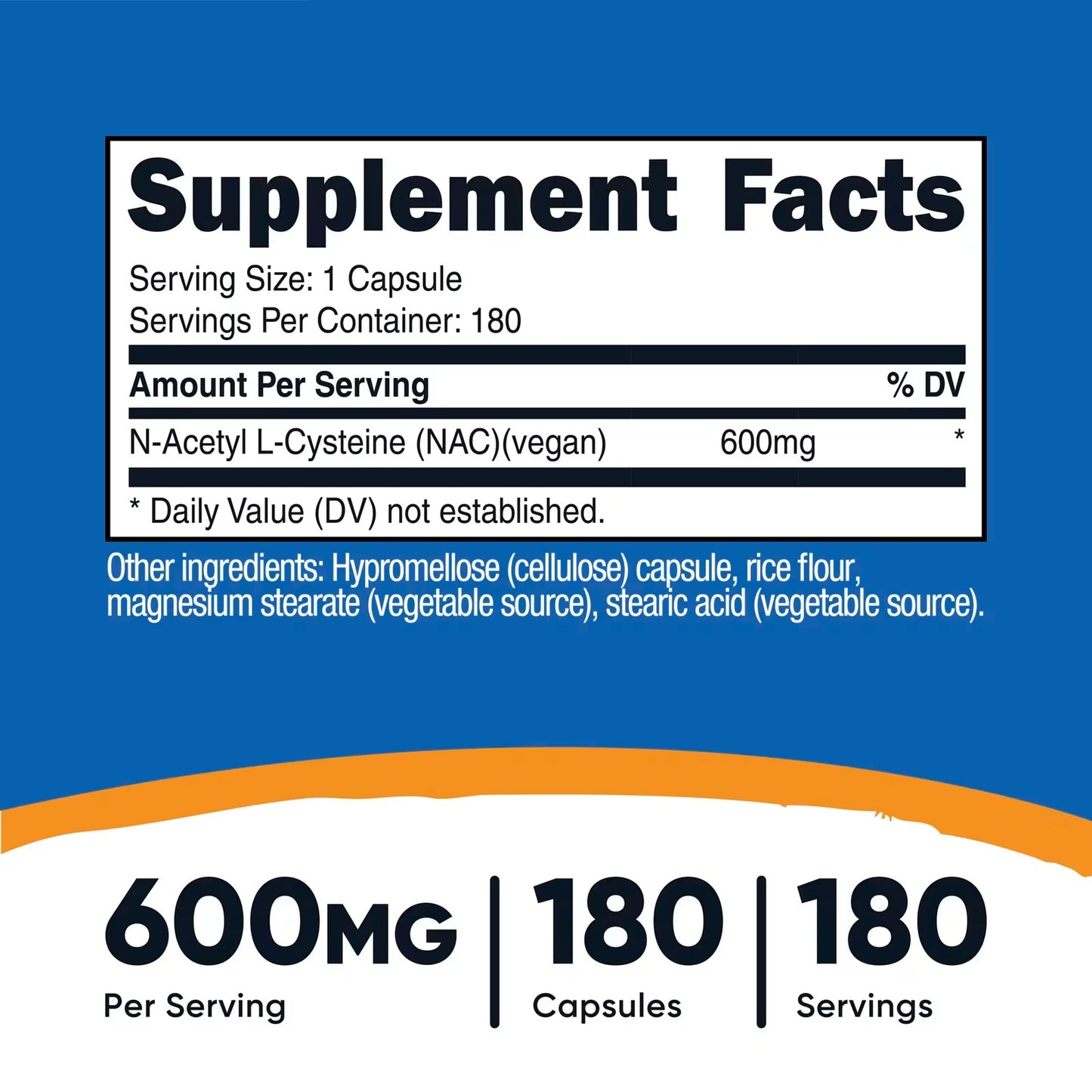 Nutricost N-Acetyl L-Cysteine (NAC) 600mg – 180 Capsules, GMO-Free & Gluten-Free