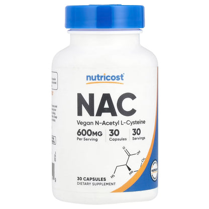 Nutricost NAC 600mg (N-Acetyl L-Cysteine) – 180 Capsules, Antioxidant & Amino Acid Supplement