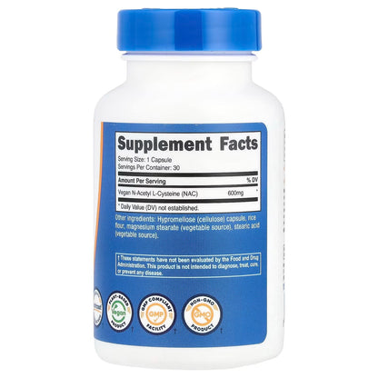 Nutricost NAC 600mg (N-Acetyl L-Cysteine) – 180 Capsules, Antioxidant & Amino Acid Supplement