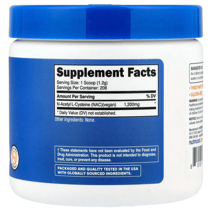 Nutricost N-Acetyl L-Cysteine (NAC) Powder 250g – Vegan, Gluten-Free & GMO-Free Supplement