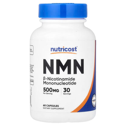Nutricost NMN 500mg (Nicotinamide Mononucleotide) – 60 Vegetarian Capsules, 30 Servings, GMO-Free & Gluten-Free