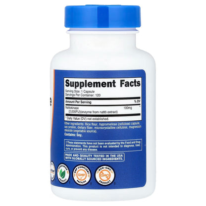 Nutricost Nattokinase 2,000 FU – 120 Capsules | Gluten-Free, GMO-Free & Vegetarian