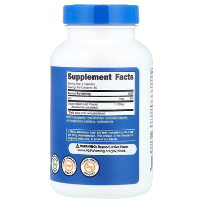 Nutricost Neem Leaf 120 Capsules – Natural Herbal Leaf Supplement